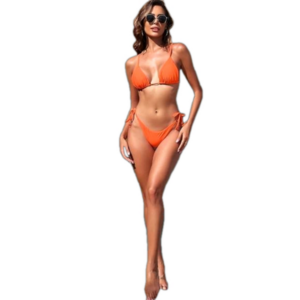 ZAFUL Women's Orange Triangle‎ Adjustable String Bikini Set Two Piece Swimsuit 8